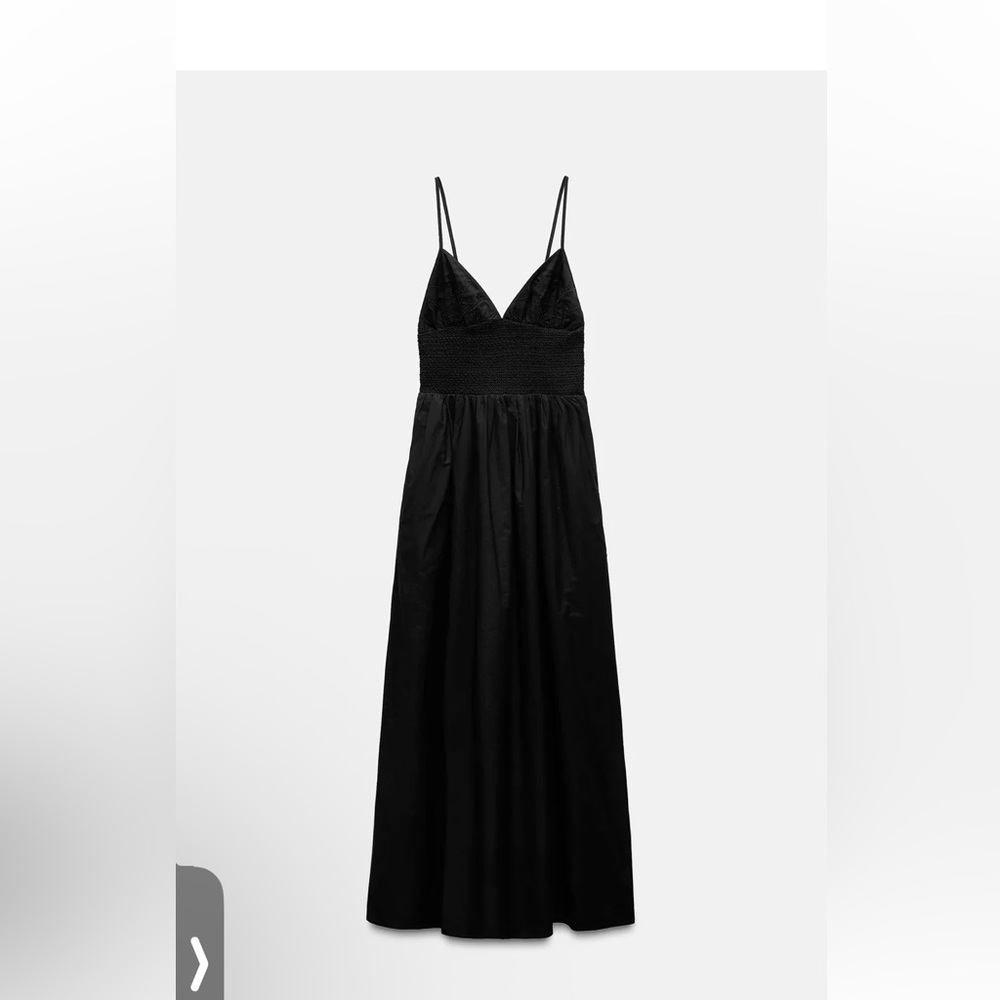 Zara Embroidered Gabardine Black Maxi Dress